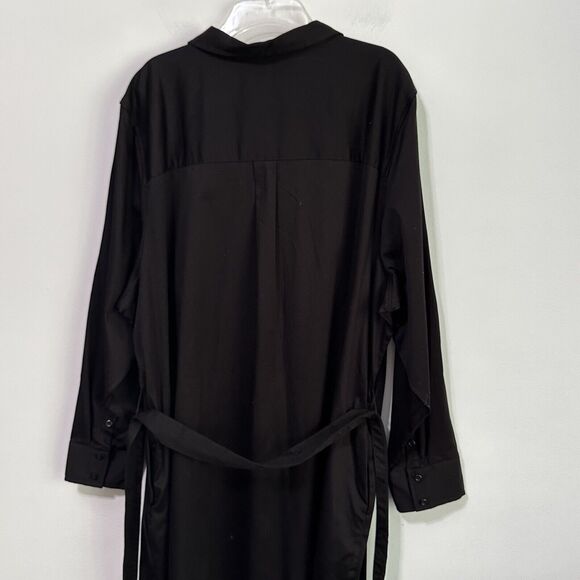 The Limited Short Sleeve Black Belted Shirt Dress Plus 4X Button Front Short NEW - Picture 7 of 11